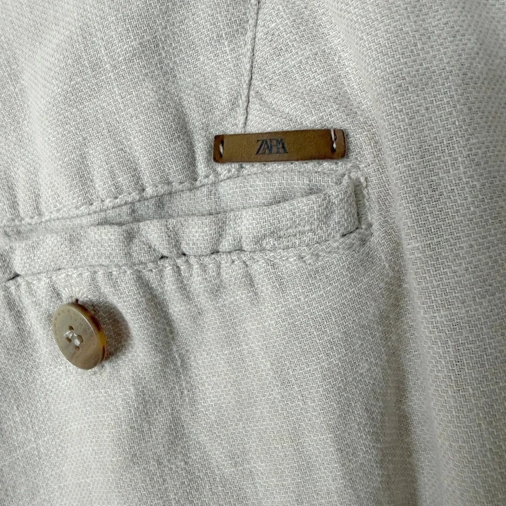 Zara Linen Blend Men Size 31 Shorts Summer Casual Beach Lightweight Neutral - Picture 9 of 9